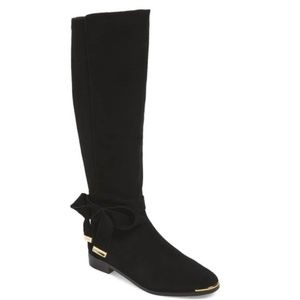 Designer NEW Tall Riding Boots Suede Leather OrthoLite Comfort BLACK 10